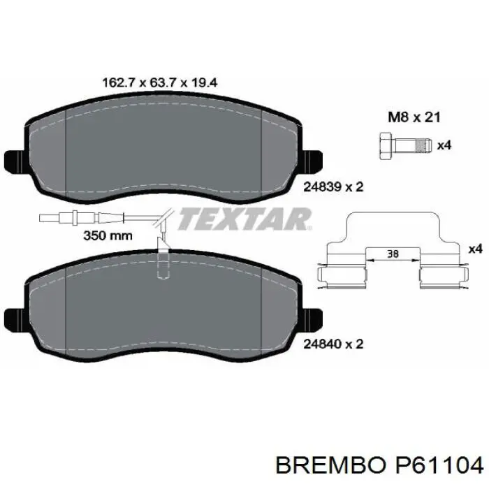 Передні тормозні колодки P61104 Brembo