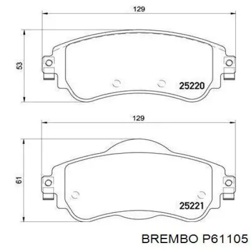 P61105 Brembo колодки гальмівні передні, дискові