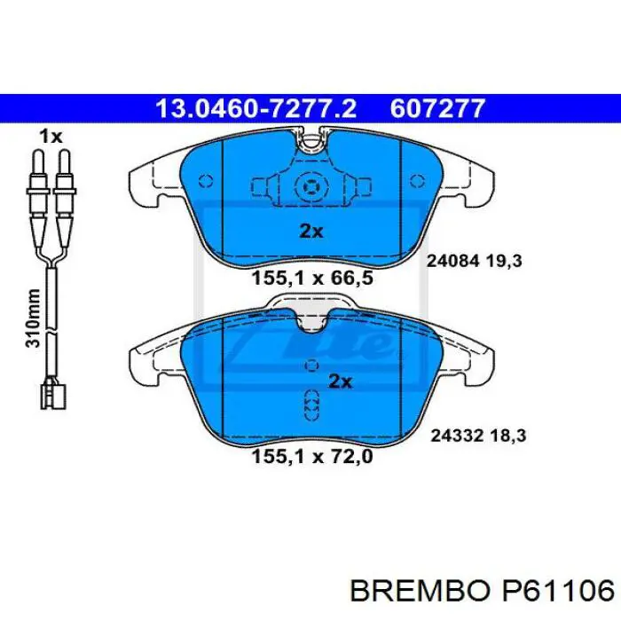 Передні тормозні колодки P61106 Brembo