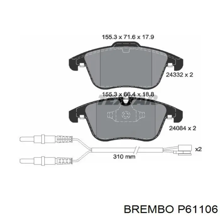 P61106 Brembo Передні гальмівні колодки