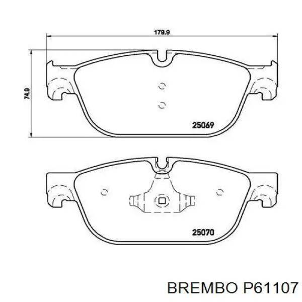 P61107 Brembo колодки гальмівні передні, дискові