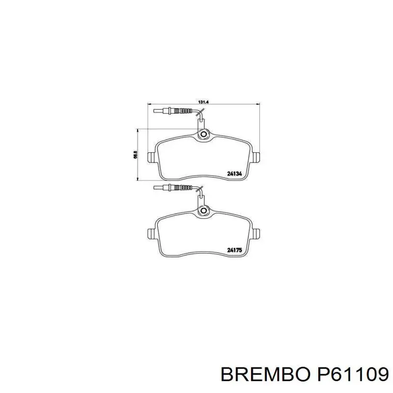 Купити P61109 Brembo Колодки гальмівні передні, дискові