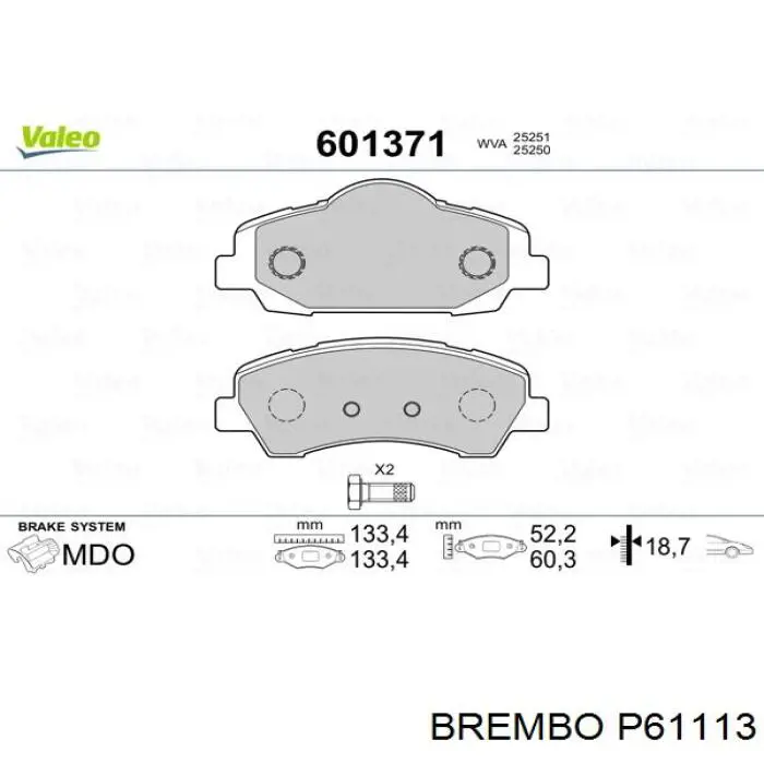 P61113 Brembo Передні гальмівні колодки