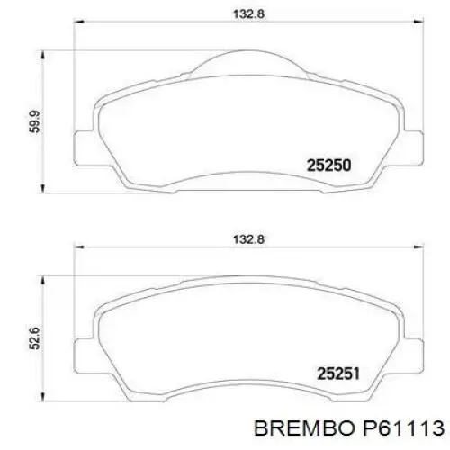 Гальмівні колодки Brembo P61113 ціна, від 33.27 USD