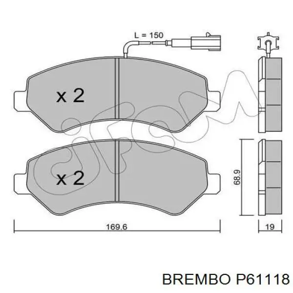 Передні тормозні колодки P61118 Brembo