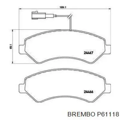P61118 Brembo колодки гальмівні передні, дискові
