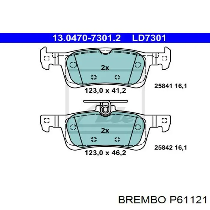 Задні дискові колодки Brembo P61121