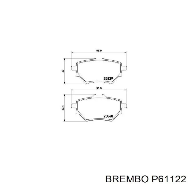 Задні гальмівні колодки Brembo P61122 ціна, від 34.71 USD