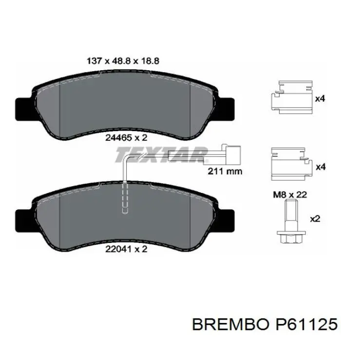 Задні гальмівні колодки Brembo P61125 ціна, від 31.04 USD