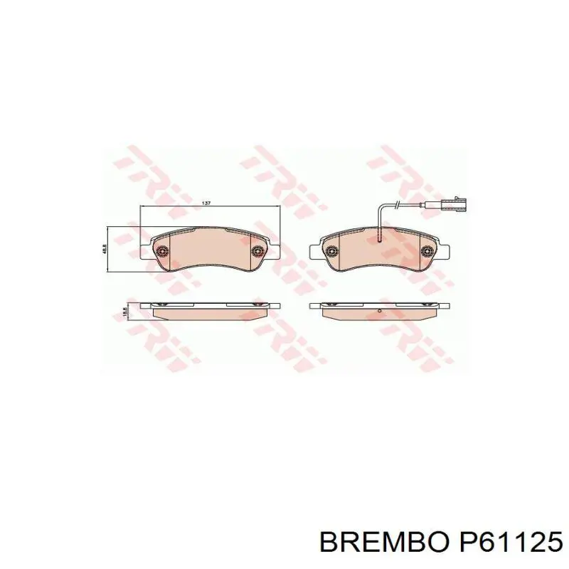 Задні дискові колодки Brembo P61125