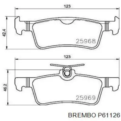 Задні гальмівні колодки Brembo P61126 ціна, від 26.57 USD