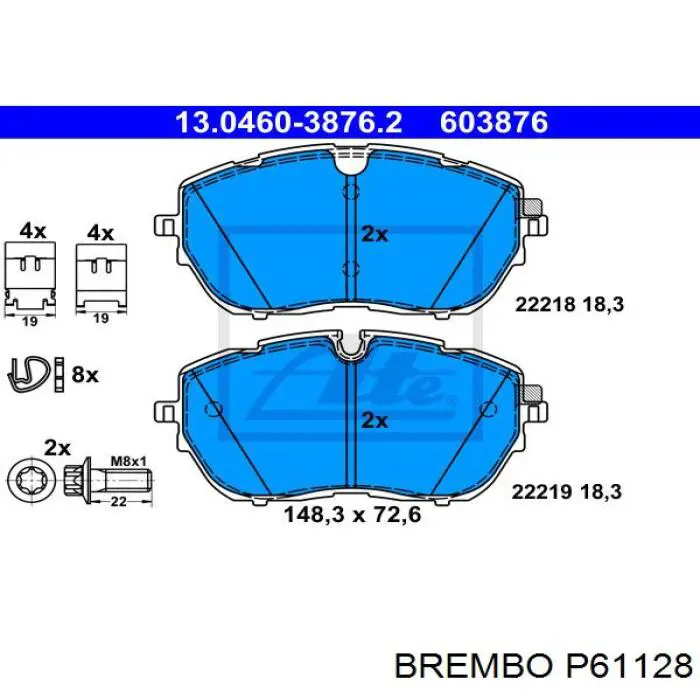 Передні тормозні колодки P61128 Brembo