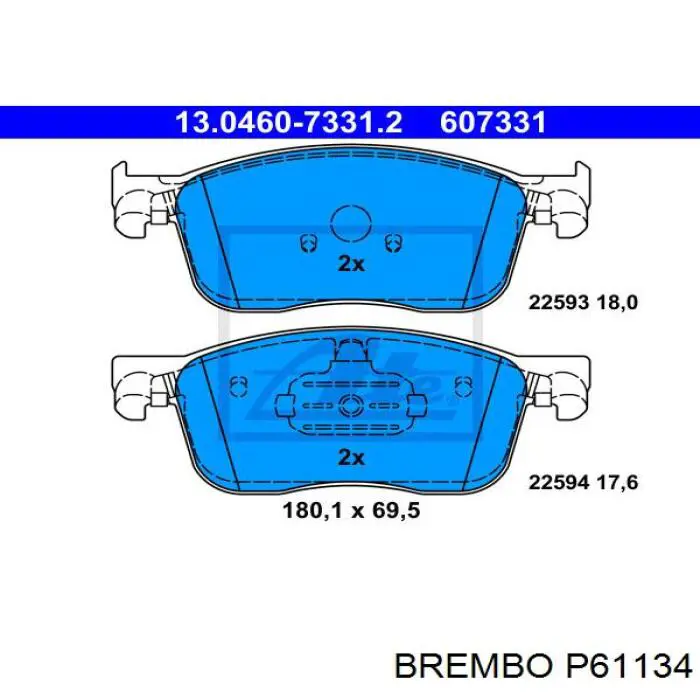 P61134 Brembo колодки гальмівні передні, дискові