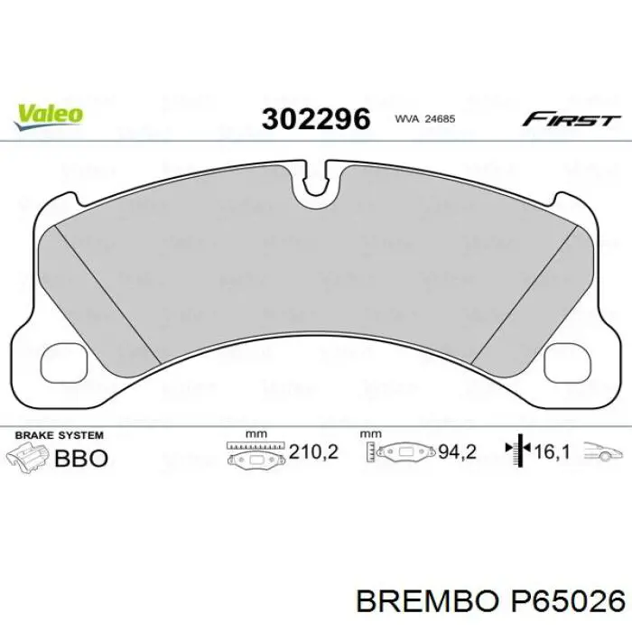 Купити P65026 Brembo Колодки гальмівні передні, дискові