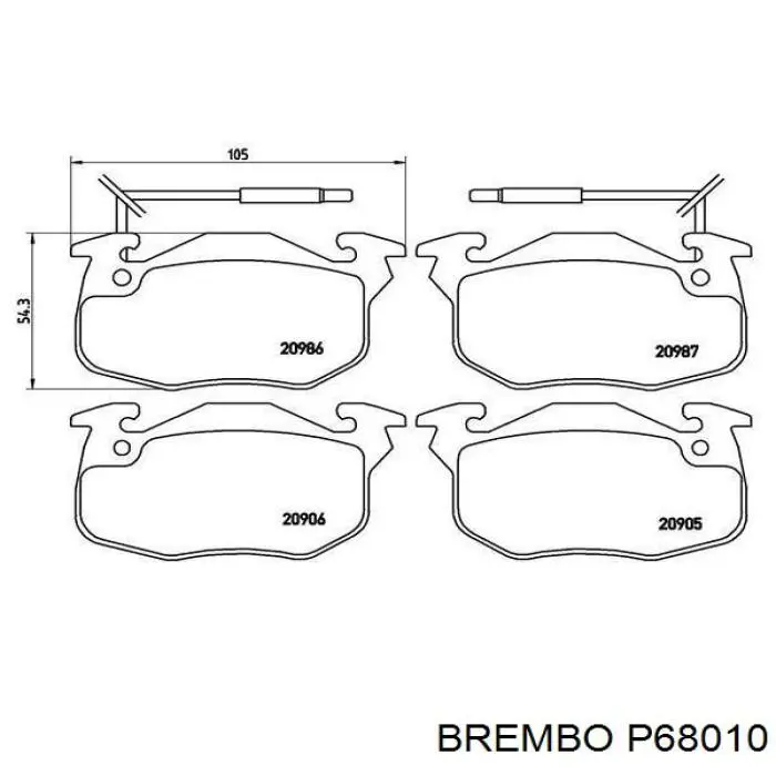 Колодки гальмівні передні, дискові P68010 Brembo