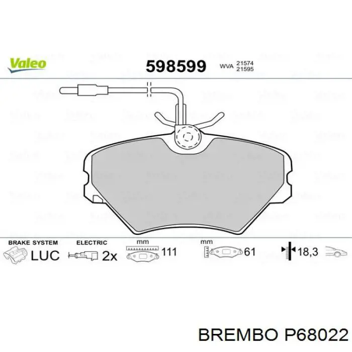 Передні тормозні колодки P68022 Brembo