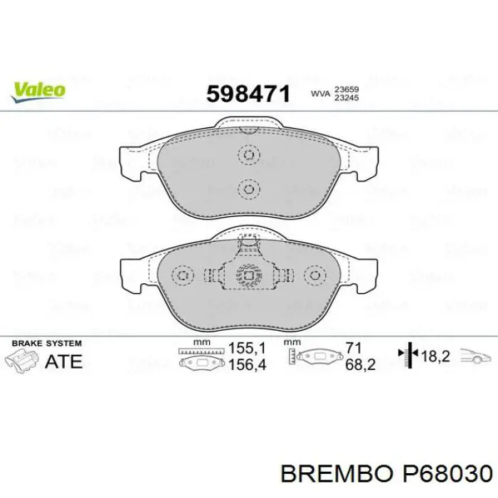 Передні тормозні колодки P68030 Brembo
