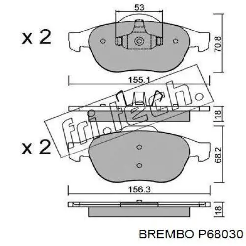 P68030 Brembo Передні гальмівні колодки