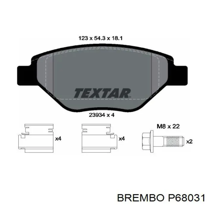 P68031 Brembo Передні гальмівні колодки