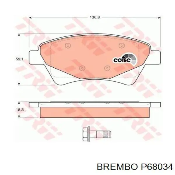 P68034 Brembo Передні гальмівні колодки