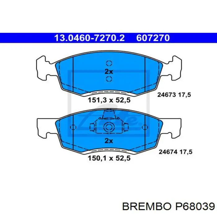 P68039 Brembo колодки гальмівні передні, дискові