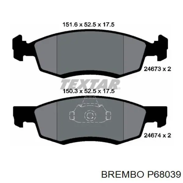 Купити P68039 Brembo Колодки гальмівні передні, дискові