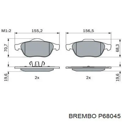 P68045 Brembo Передні гальмівні колодки