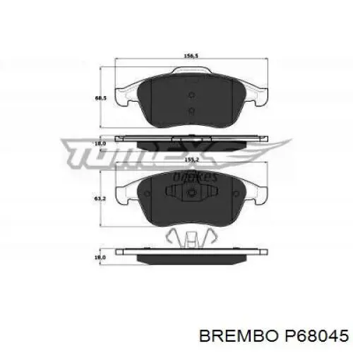 Купити P68045 Brembo Колодки гальмівні передні, дискові