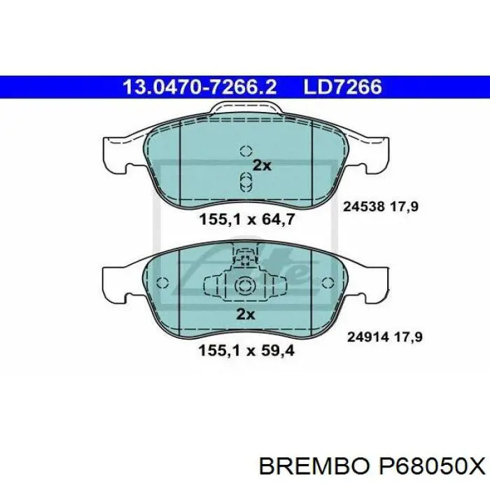 P68050X Brembo Передні гальмівні колодки