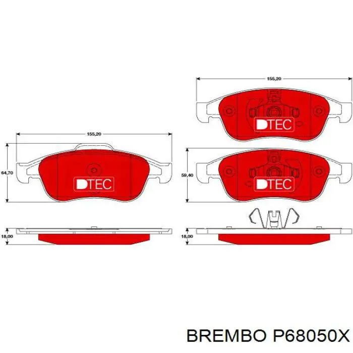 P68050X Brembo колодки гальмівні передні, дискові