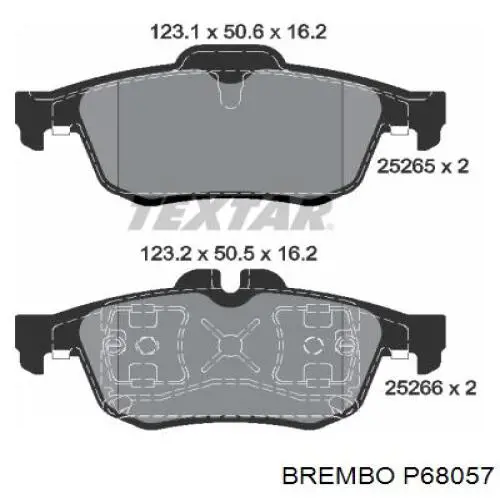 Задні гальмівні колодки P68057 Brembo