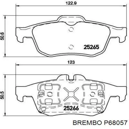 P68057 Brembo колодки гальмові задні, дискові