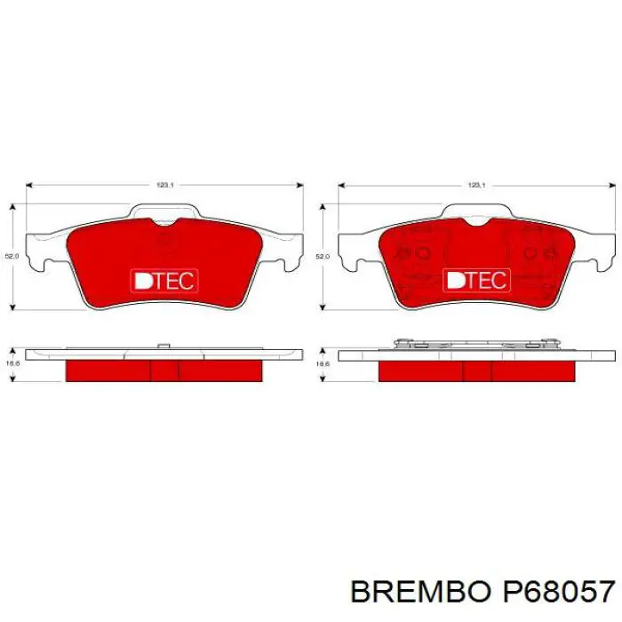 Купити P68057 Brembo Задні колодки