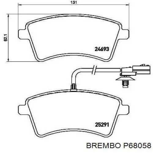 P68058 Brembo колодки гальмівні передні, дискові