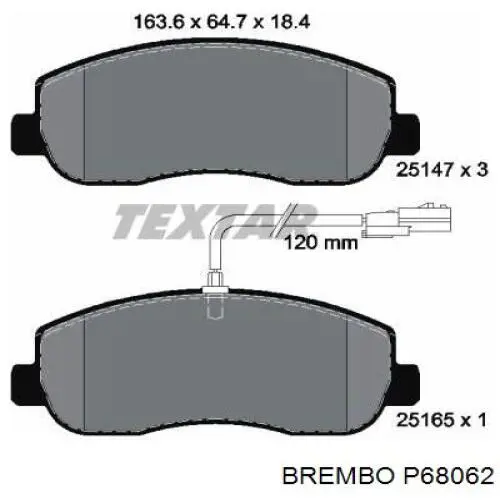 Купити P68062 Brembo Колодки гальмівні передні, дискові