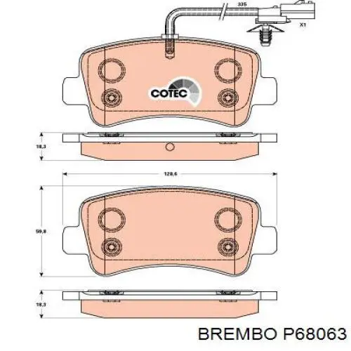 P68063 Brembo колодки гальмові задні, дискові