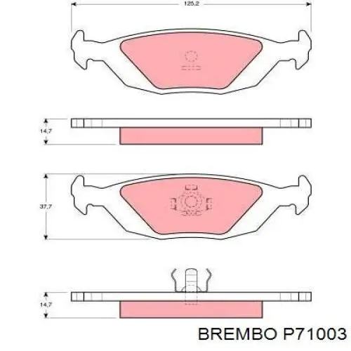 Задні дискові колодки Brembo P71003