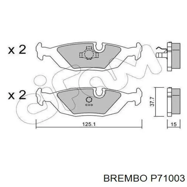 Купити P71003 Brembo Задні колодки