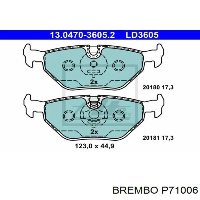 Задні гальмівні колодки Brembo P71006 ціна, від 29.34 USD