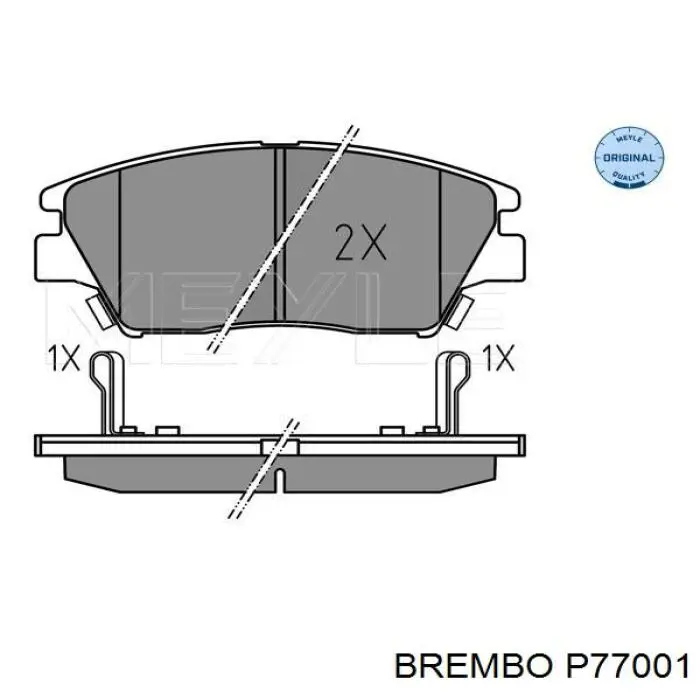 Купити P77001 Brembo Колодки гальмівні передні, дискові