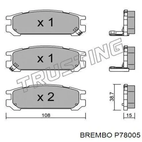 Колодки гальмові задні, дискові P78005 Brembo