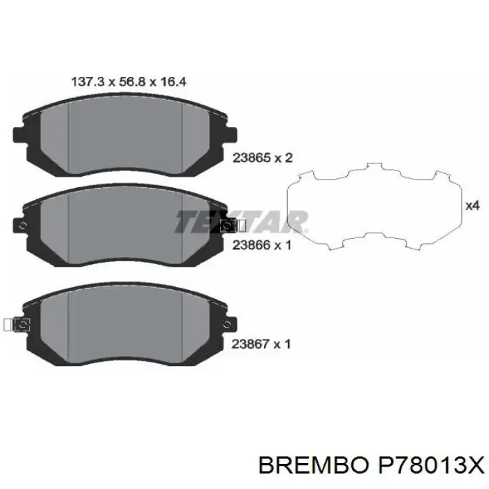 Передні тормозні колодки P78013X Brembo