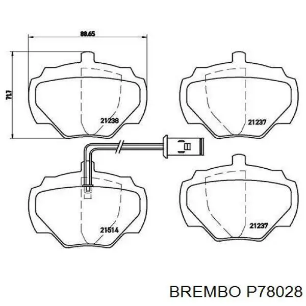 P78028 Brembo колодки гальмівні передні, дискові