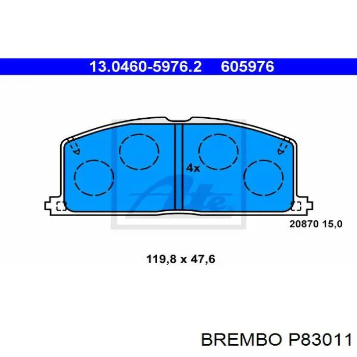 Купити P83011 Brembo Колодки гальмівні передні, дискові