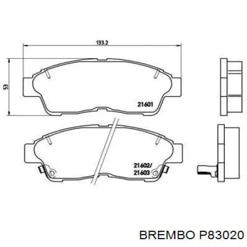 P83020 Brembo Передні гальмівні колодки