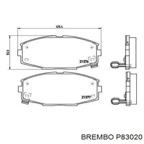 Колодки гальмівні передні, дискові P83020 Brembo