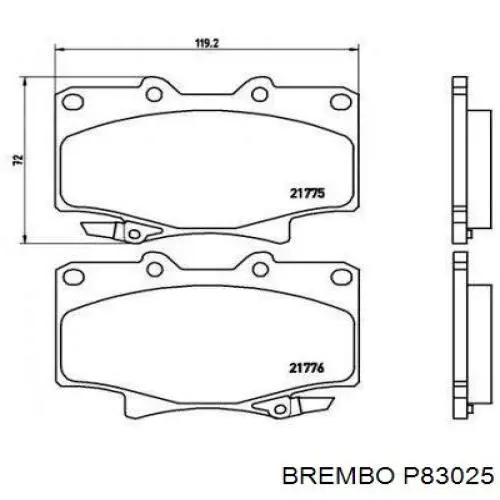 Передні тормозні колодки P83025 Brembo