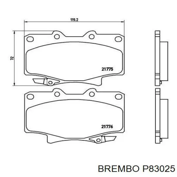 Колодки гальмівні передні, дискові P83025 Brembo