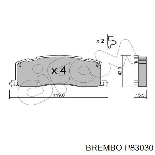 Колодки гальмові задні, дискові P83030 Brembo