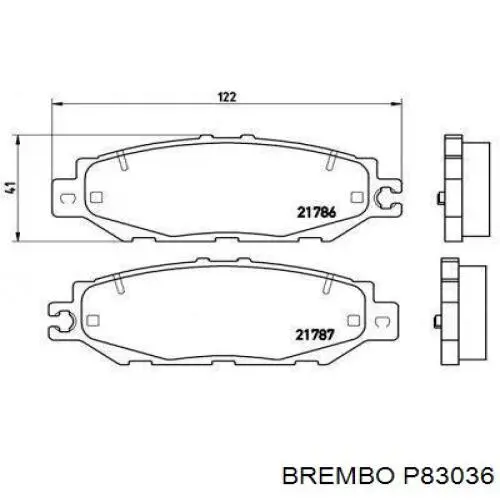 P83036 Brembo Колодки гальмівні задні, дискові